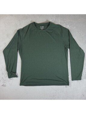 01.Algo Mens XL Performance Quick Dry UV40 Long Sleeve Shirt Green